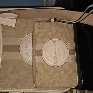 Coach Tan and Cream Shoulder Bag With Matching Wallet